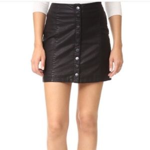 Free People Snap Front Faux Leather Black Skirt